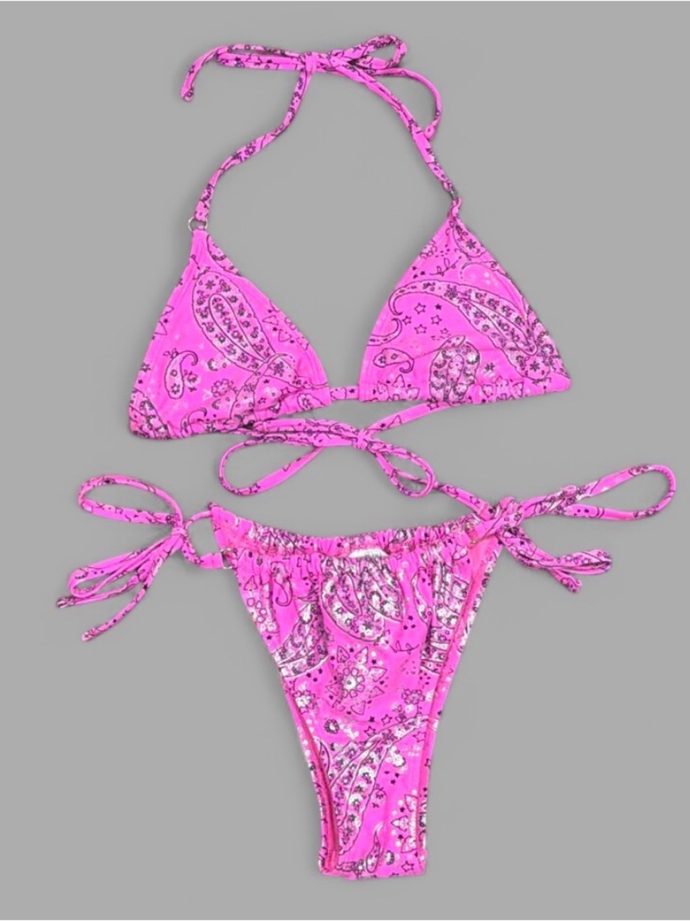 wild fable Pink Paisley Tie-Side Triangle Bikini
